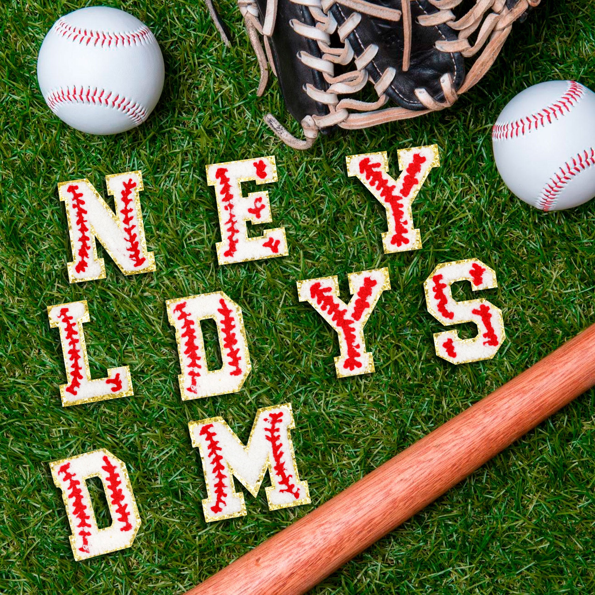 Wholesale Baseball English alphabet stickers 26 English embroidery stickers